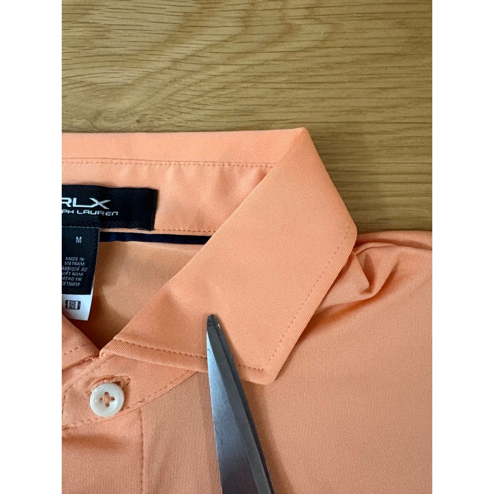 RLX Ralph Lauren Mens Medium Orange Performance Golf Polo Shirt Short Sleeve - Picture 8 of 9